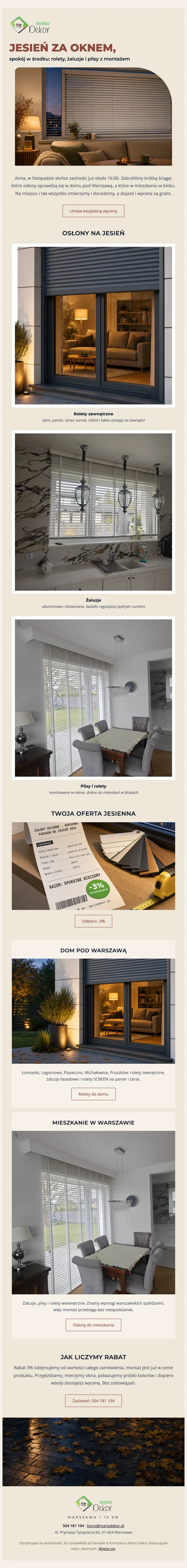 Mailing: Rolety, żaluzje czy plisy?